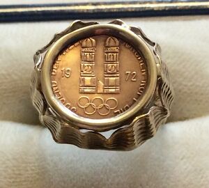 【送料無料】ネックレス　ミュンヘンオリンピックソリッドゴールドリングオリンピックコインマウント1972 munich olympic solid 333 gold ring mount with higher ct olympic coin