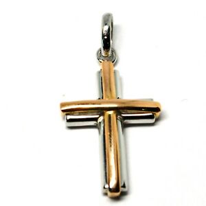 【送料無料】ネックレス　cross pendant white gold and pink18k750crucifix stylized made in italycross pendant white gold and pink 18k 750 crucifix s｜hokushin