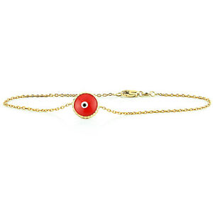 【送料無料】ネックレス ハンドメイドｋイエローゴールドブレスレットレッドhandmade 14k yellow gold evil eye bracelet  red