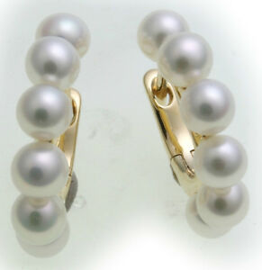 【送料無料】ネックレス　イアリング58545mmイエロー14ctladies earrings drop hoop gold 585 high pearls 4,5 mm yellow 14ct quality