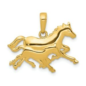 【貨物輸送無料】首飾り 14k 212ダブルシャンデリヤg14k yellow gold double horses running pendant 212g ネックレス・ペンダント-ジュエリー・アクセサリー