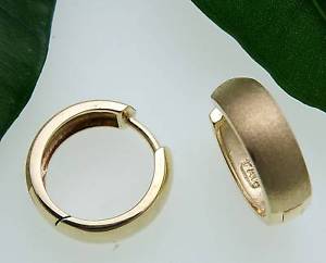 【貨物輸送無料】首飾り イアリングイアリングマット585イェローゴールドladies earrings drop hoop earrings matte shiny domed gold 585 yellow gold ネックレス・ペンダント-ジュエリー・アクセサリー