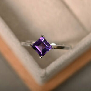 【送料無料】ネックレス　ソリッドホワイトゴールドリングプリンセスアメジストカットリングサイズ＊14k solid white gold rings 150 ct princess cut amethyst gemstone ring size k *5｜hokushin