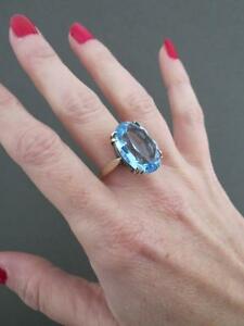 【送料無料】ネックレス ヴィンテージトパーズvintage silver gilt large blue topaz ring
