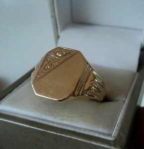 【送料無料】ネックレス　ヴィンテージイエローゴールドロンドンサイズvintage 9ct yellow gold signet ring 1962 london not engraved 80grams size t