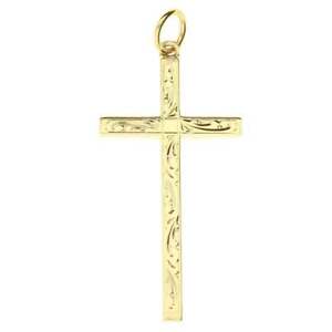 【送料無料】ネックレス　9ctイェローゴールドスクロールクロスパターン33glarge 9ct yellow gold scroll patterned cross 33g