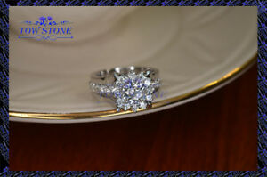【送料無料】ネックレス　クラスタｋホワイトゴールドセット130ct roundcut vvs1d cluster bridal set engagement ring 14k white gold