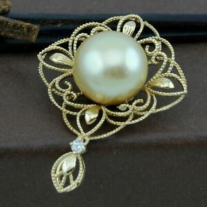 【送料無料】ネックレス　イエローゴールドゴールデンパールペンダントgenuine 14ct yellow gold natural southsea golden pearl pendant