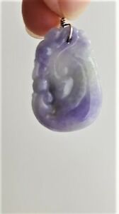 【送料無料】ネックレス　グレードビルマラベンダーペンダントaaa grade natural carved burmese lavender jade pendant