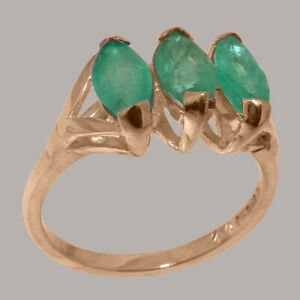 【貨物輸送無料】首飾り 9ctzエメラルドwomens大いさjsolid 9コンピュータ断層撮影法 rose gold natural emerald womens trilogy ring  sizes j to z 男女兼用アクセサリー-ネックレス・ペンダント