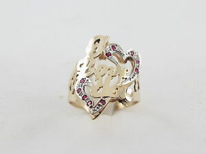 【送料無料】ネックレス　イエローゴールドルビーハートリングサイズ14k yellow gold ruby heart i love you ring size 6 34 56,388円