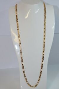 【送料無料】ネックレス　イエローゴールドフィガロチェーンインチ9ct yellow gold figaro chain 21 inch