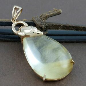 【送料無料】ネックレス　ゴールデンルチルドルフィンベイルペンダントgenuine 18ct rg golden rutilated quartz dolphin bail pendant