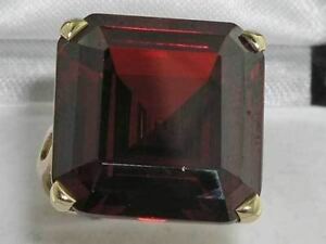 【送料無料】ネックレス　9ctカットluxury solid 9ct gold huge heavy square octagon cut synthetic garnet ring