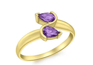 【送料無料】ネックレス　9ctイェローゴールドアメジストクロスオーバー9ct yellow gold amethyst crossover ring