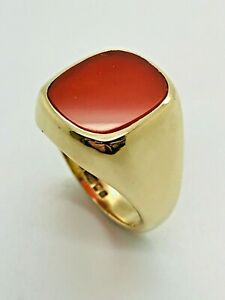 【送料無料】ネックレス　9ctシマメノウ9ct yellow solid gold red onyx signet ring｜hokushin 59,388円