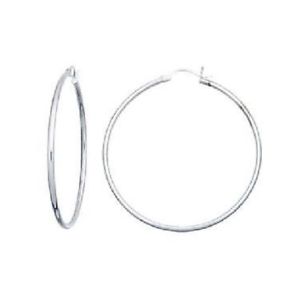 【貨物輸送無料】首飾り 53粍14kt白いことイタリア共和国2粍イアリング14kt solid white italian gold 2粍 hoop earrings, 53粍 tall ネックレス・ペンダント-男女兼用アクセサリー-ジュエリー・アクセサリー