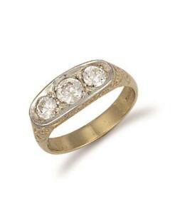 【送料無料】ネックレス　イェローゴールドヘント3ストーンリングyellow gold gents 3 stone ring