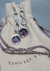 【送料無料】ネックレス　アメジストドロップイヤリングyurman silver purple amethyst infinity continuance dangle drop earrings preowned｜hokushin