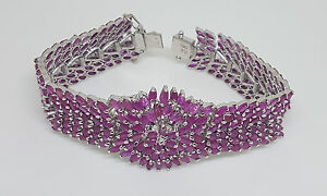 【送料無料】ネックレス　アジアピンクレッドルビースターリングシルバーブレスレットビッグgenuine heated asia pink red ruby marquise sterling 925 silver bracelet big 7