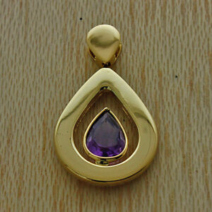 【送料無料】ネックレス 18ctイェローゴールドアメジストペンダントrrp600jy13uk hallmarked 18ct yellow gold amethyst teardrop pendant rrp 600 jy13|hokushin