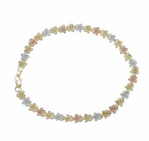 【送料無料】ネックレス イエローホワイトローズゴールドハワイアンプルメリアブレスレット14k yellow white rose tricolor gold hawaiian plumeria flower bracelet 55mm 8|hokushin