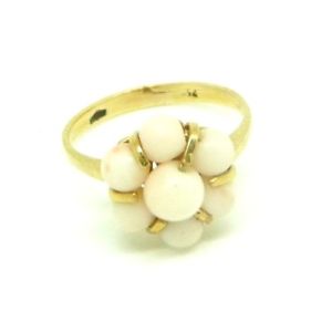【送料無料】ネックレス　gold ring solid 18 ct with pearls coralpink 60s made in italygold ring solid 18 ct with pearls coral pink 60s made in ital｜hokushin 56,639円