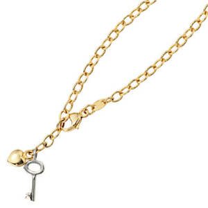 【送料無料】ネックレス　キーイエローゴールドホワイトゴールドチェーンankle chain heart with key, 585 yellow gold amp; white gold, 2426cm, ladies｜hokushin 56,089円