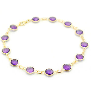 【送料無料】ネックレス 14kイェローゴールドカットアメジスト8インチ14k yellow gold bracelet with round shaped fancy cut amethyst 8 inches|hokushin