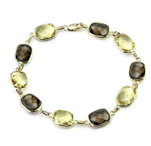 【送料無料】ネックレス イエローゴールドブレスレットレモンスモーキートパーズインチ14k yellow gold gemstone bracelet with lemon and smoky topaz 725 inches|hokushin