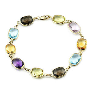 【送料無料】ネックレス イエローゴールドブレスレットクッションカットインチ14k yellow gold bracelet with cushion cut gemstone 8 inches|hokushin