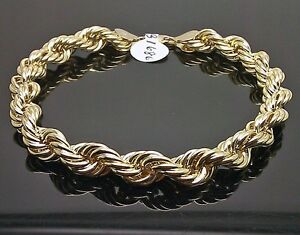 【送料無料】ネックレス kイエローゴールドロープブレスレットインチメンズロブスターreal genuine 10 k yellow gold rope bracelet 8 mm, 9 inches for mens lobster|hokushin