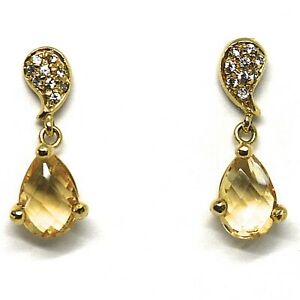 【送料無料】ネックレス　drop earrings yellow gold 75018kdouble drop citrinezircondrop earrings yellow gold 750 18k, double drop citrine, zircon｜hokushin