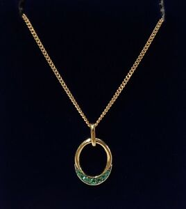 【送料無料】ネックレス エメラルド9ctイェローゴールドペンダント18mmx11mmセットチェーン1846cmemerald set pendant 18 mm x 11 mm in 9ct yellow gold chain 18 inch 46 cm|hokushin