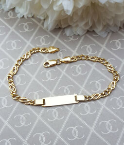【送料無料】ネックレス　パーソナライズレディスイエローゴールドセルティックブレスレットpersonalised ladies 9ct yellow gold celtic id bracelet engrave｜hokushin 56,639円