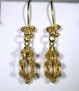 【送料無料】ネックレス　ビンテージビザンチンデザインリッチイエローゴールドイヤリングドロップvintage byzantine design 18k 18ct rich yellow gold drop earrings｜hokushin