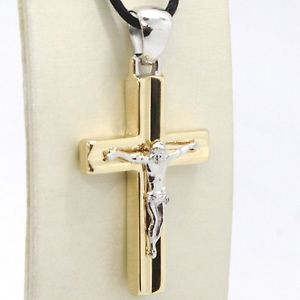 【送料無料】ネックレス クロスペンダントイエローゴールドホワイトイタリアキリストディンプルcross pendant yellow gold white 750 18k, with christ, dimpled, made in italy|hokushin