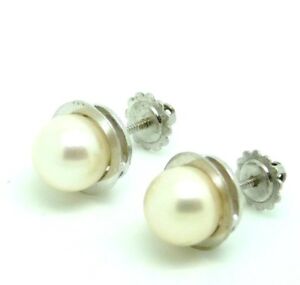 【送料無料】ネックレス　イヤリングヴィンテージホワイトゴールドイタリアソリッドearrings pearl jewelry vintage years 40 white gold solid 18 ct made in italy｜hokushin