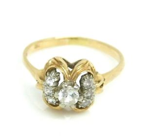 【送料無料】ネックレス　ヴィンテージリングソリッドイタリアアールデコvintage ring years 40 gold solid 18 ct italy with zircons art deco｜hokushin