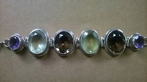 【送料無料】ネックレス ヴィンテージトパーズアメジストmodern vintage smoky quartz, topaz and amethyst gemstone bracelet|hokushin