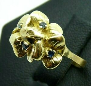 【送料無料】ネックレス ビンテージリングソリッドイタリアサファイアvintage ring 50s gold solid 18 ct flowers italian sapphires natural|hokushin