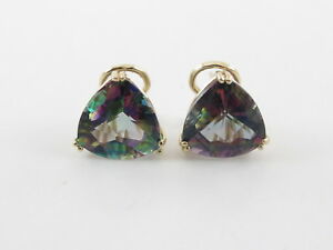 【送料無料】ネックレス イエローゴールドトパーズイヤリング14k yellow gold trillion shape mystic topaz earrings|hokushin