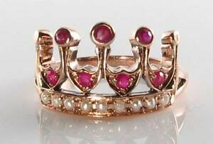 【送料無料】ネックレス リーガルローズゴールドビンテージルビーパールクラウンリングフリーサイズregal 9k 9ct rose gold vintage insp aaa ruby amp; pearl crown ring free resize|hokushin