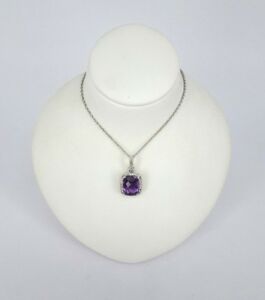 【送料無料】ネックレス　ホワイトゴールドアメジストペンダントチェーンドルmiran 070063 10ct white gold amethyst pendant with chain 32g rrp 620｜hokushin