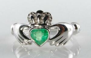 【送料無料】ネックレス　classic 9k9ct white gold claddagh emerald heart artdeco ins ring free resizeclassic 9k 9ct white gold claddagh emerald hea｜hokushin