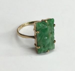 【送料無料】ネックレス　ヴィンテージゴールドリングサイズvintage 9ct gold ring w carved chinese jade size o 28grams｜hokushin