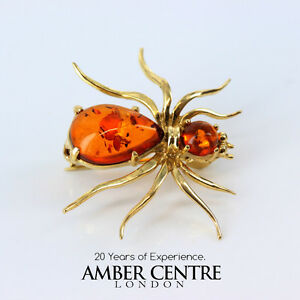 【送料無料】ネックレス　イタリアゴールドクモブローチ￥バルトitalian made baltic amber in 18ct gold spider brooch gb000418ct rrp760｜hokushin