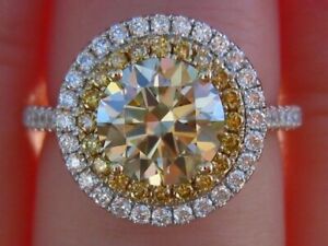 【送料無料】ネックレス　デュアルハローｋホワイトゴールド2ct roundcut forever moissanite dual halo engagement ring 14k white gold｜hokushin