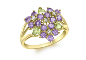 【送料無料】ネックレス　イエローゴールドアメジストペリドットリング9ct yellow gold amethyst and peridot ring｜hokushin