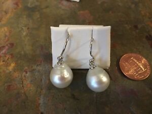【送料無料】ネックレス　ホワイトゴールドイヤリング14kt white gold amp; genuine paspaley south sea pearl earrings 12 mm pearls｜hokushin